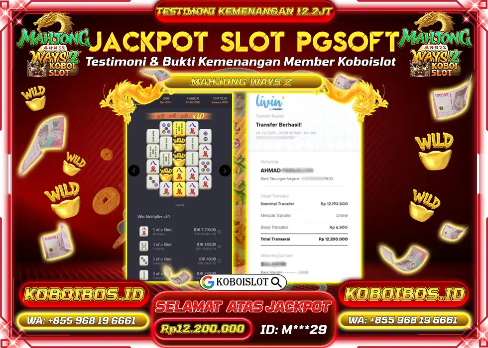 BUKTI KEMENANGAN SLOT GACOR MAHJONG WAYS 2 Rp12.200.000,- LUNAS